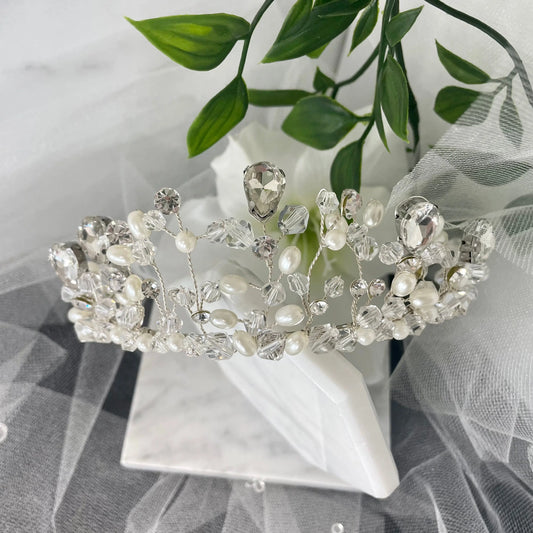 Amara Bridal Tiara: Handcrafted Elegance for Timeless Glamour.