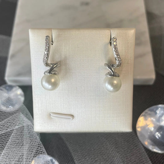 Anastasia Pearl & Zircon Earrings | Divine Bridal.