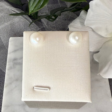 Clara Sterling Silver Freshwater Pearl Stud Earrings – front view 5–10 mm pearls Divine Bridal