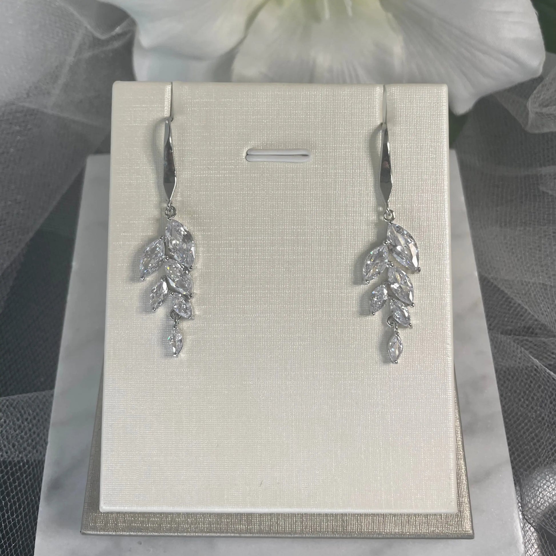 Damara Cubic Zirconia Silver Bridal Earrings | Divine Bridal.