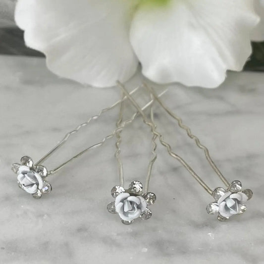 Elegant Flower Hairpins: Sophisticated Sparkly hair pins for All Occasions.