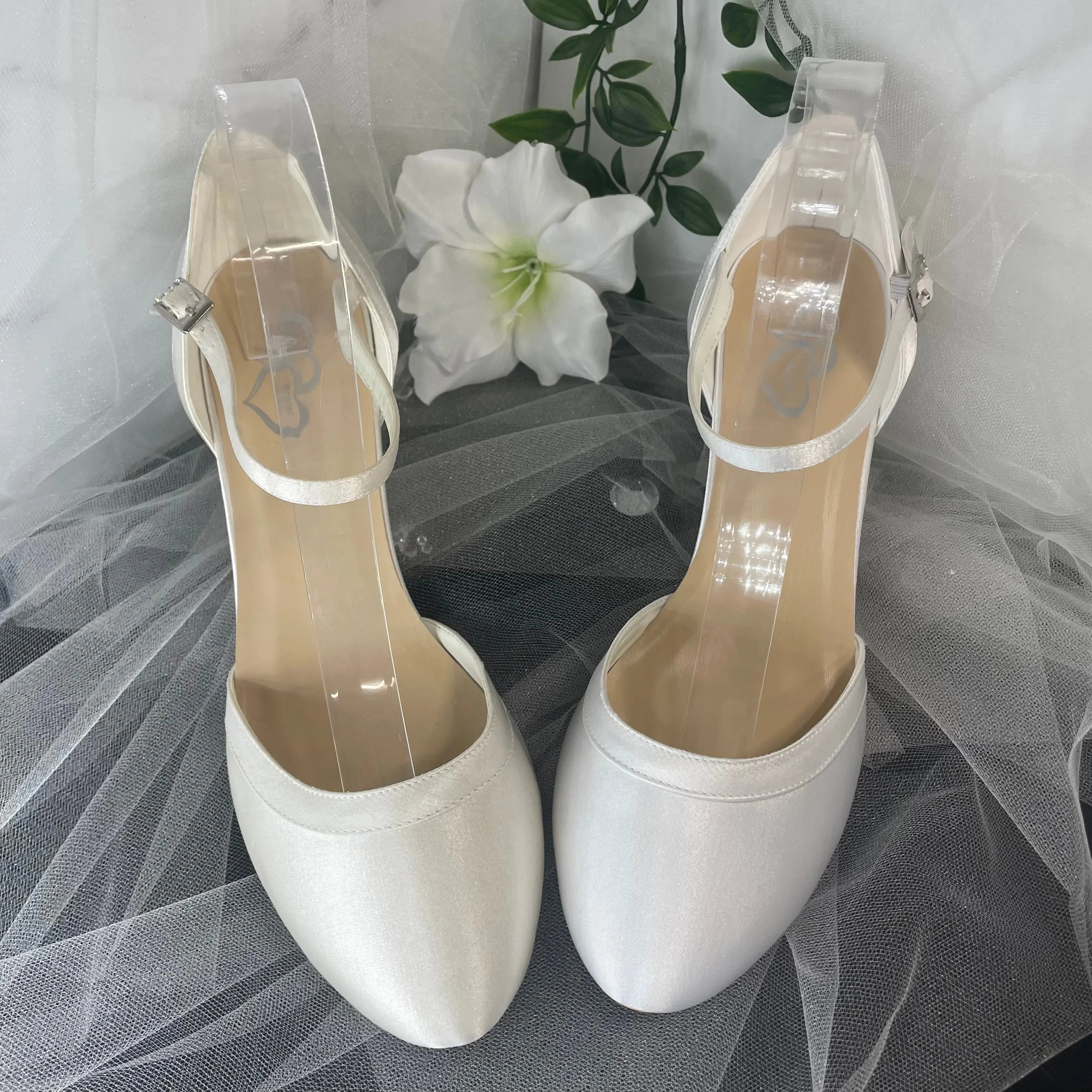 June Closed Toe With Ankle Strap Wedding Bridal Shoe.