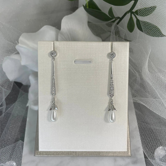 Karla Diamanté Pearl Drop Earrings.