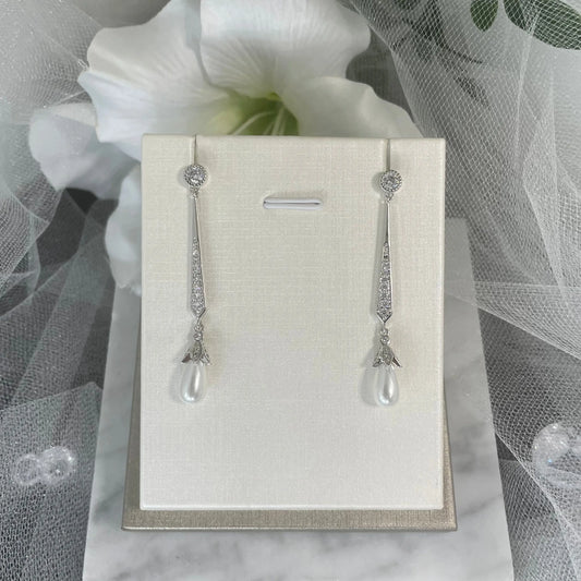 Karla Diamanté Pearl Drop Earrings.