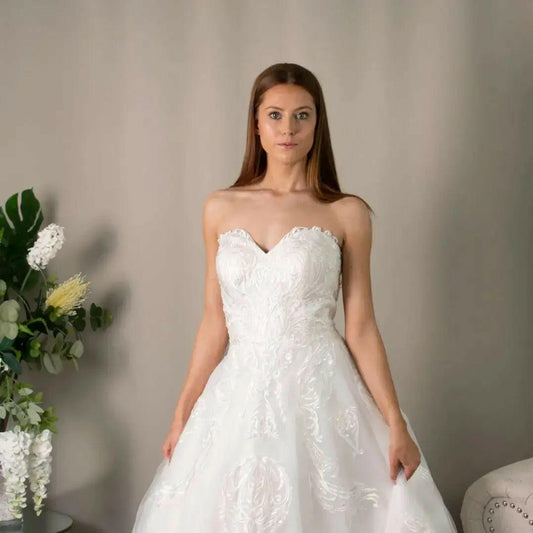 Berkly Wedding Dress Sweetheart Neckline With Lace.