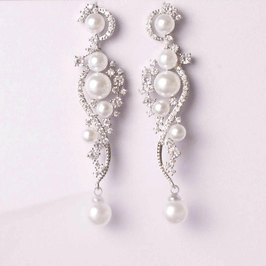 Brina Water Pearl Drop Bridal Wedding Earring.