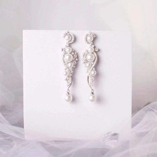 Brina Water Pearl Drop Bridal Wedding Earring.