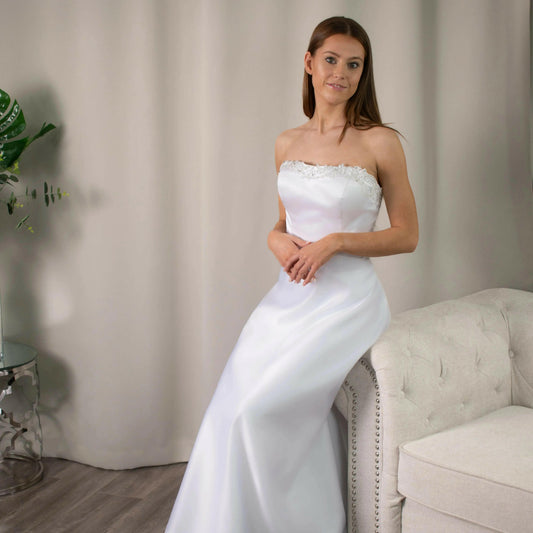 Brittany - Strapless A-line Debutante Ball Gown with Beaded Neckline.