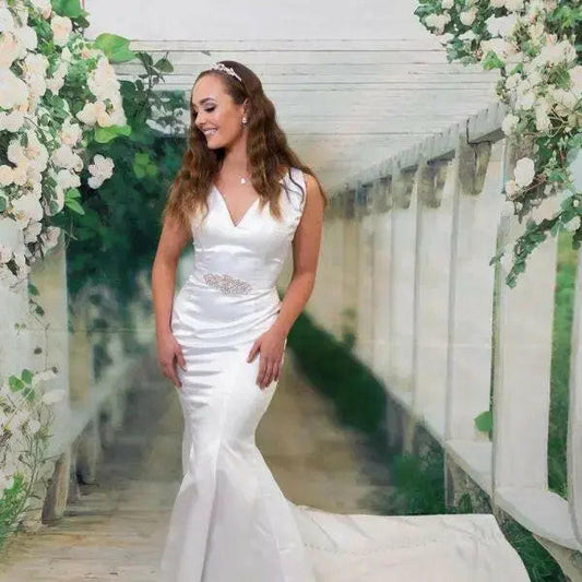 Edith V-Neck Debutante Gown Elegance.