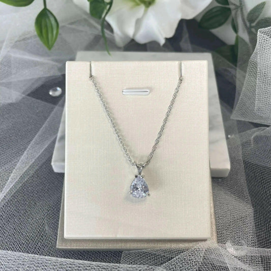 Eliana Silver Plated Teardrop Necklace: A Symphony of Sparkle.