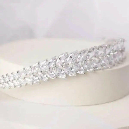 Ella Bridal Headband: Timeless Elegance with Cubic Zirconia.