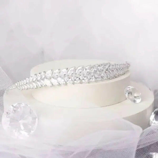 Ella Bridal Headband: Timeless Elegance with Cubic Zirconia.