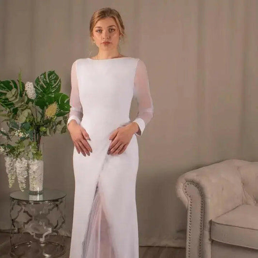 Ella's Modern Tulle Mermaid Bridal Dress.