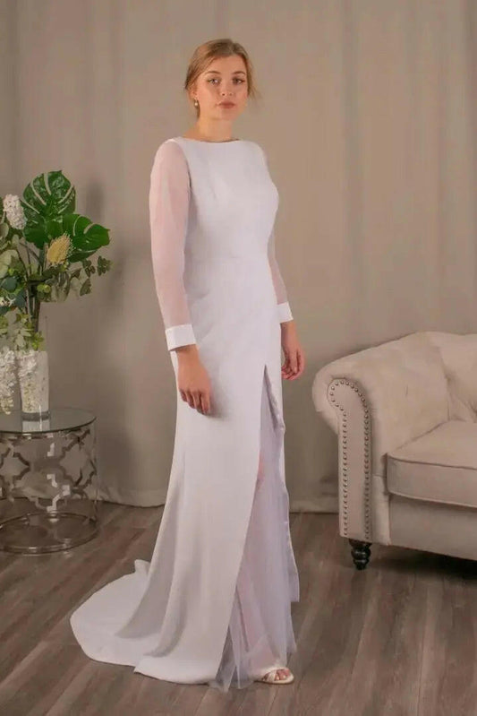 Ella's Modern Tulle Mermaid Bridal Dress.