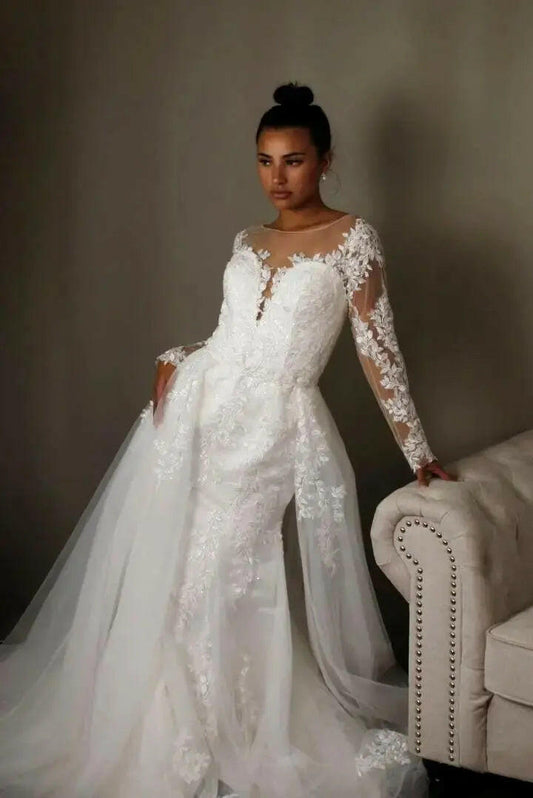 Estella – Mermaid Bridal Long Sleeve Lace Wedding Dresses.