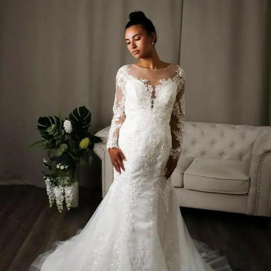 Estella – Mermaid Bridal Long Sleeve Lace Wedding Dresses.