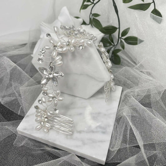 Floria Pearl and Diamanté Bridal Hair Comb | Divine Bridal.