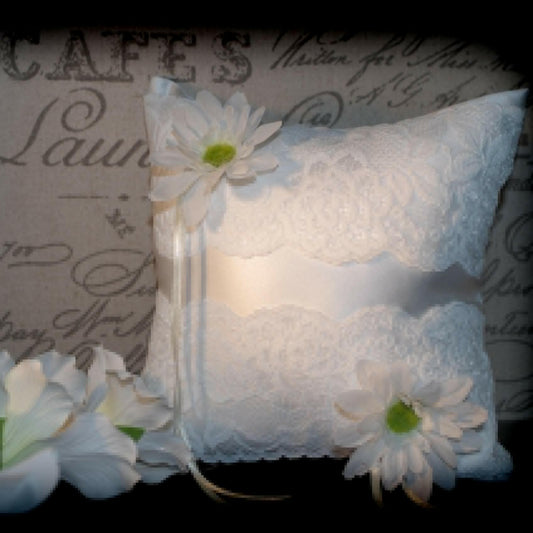 Flower & Lace Ringbearer Ring Pillow.