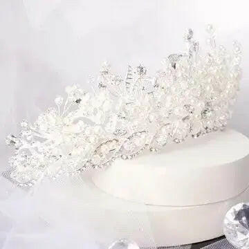 Harlow Pearl Tiara: Handcrafted Statement Piece for Unique Wedding Styles.