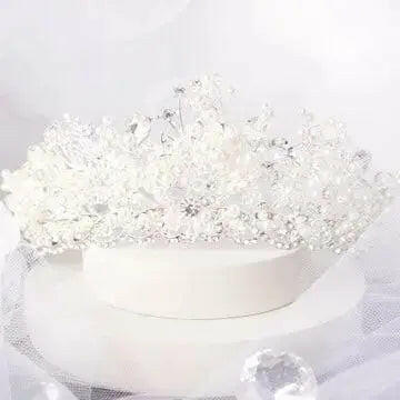 Harlow Pearl Tiara: Handcrafted Statement Piece for Unique Wedding Styles.