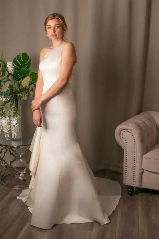 Helena: Mermaid with One Shoulder Satin Wedding Dress.