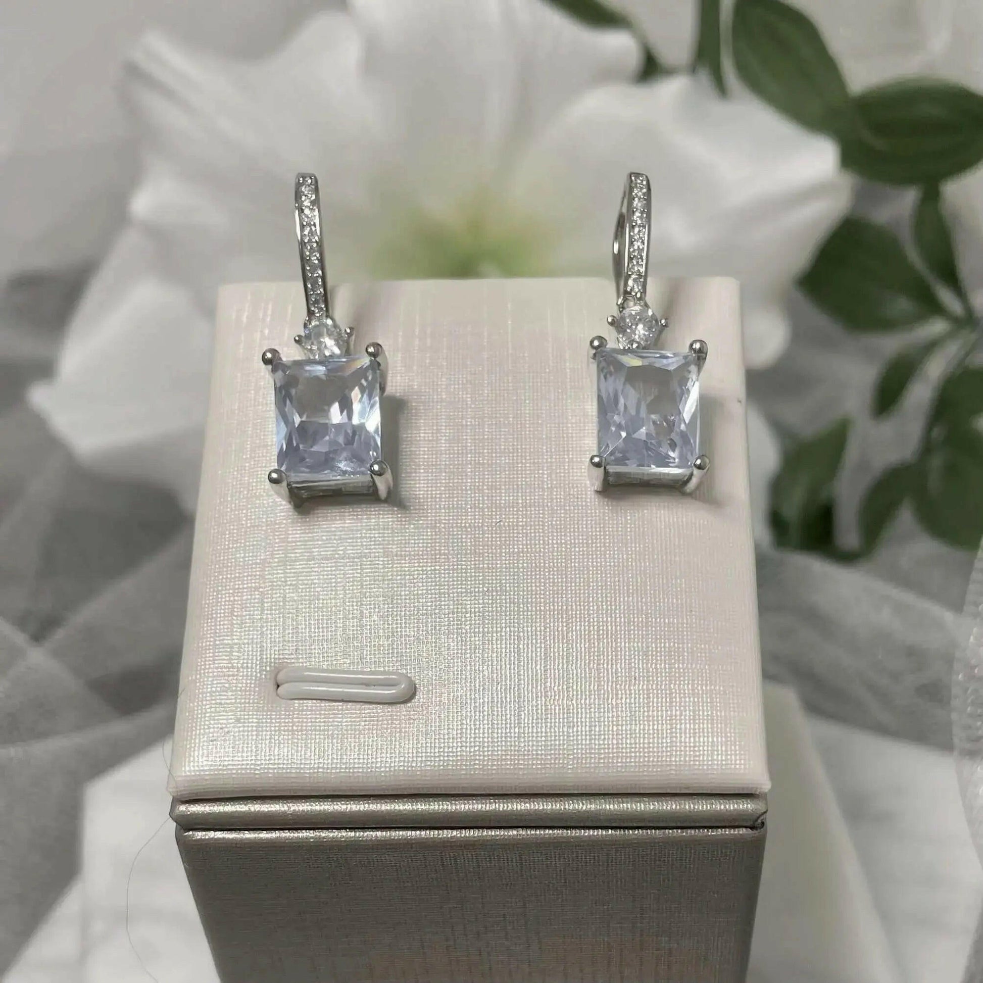 Henrietta Sterling Silver Cubic Zirconia Earrings | Bridal Jewellery.