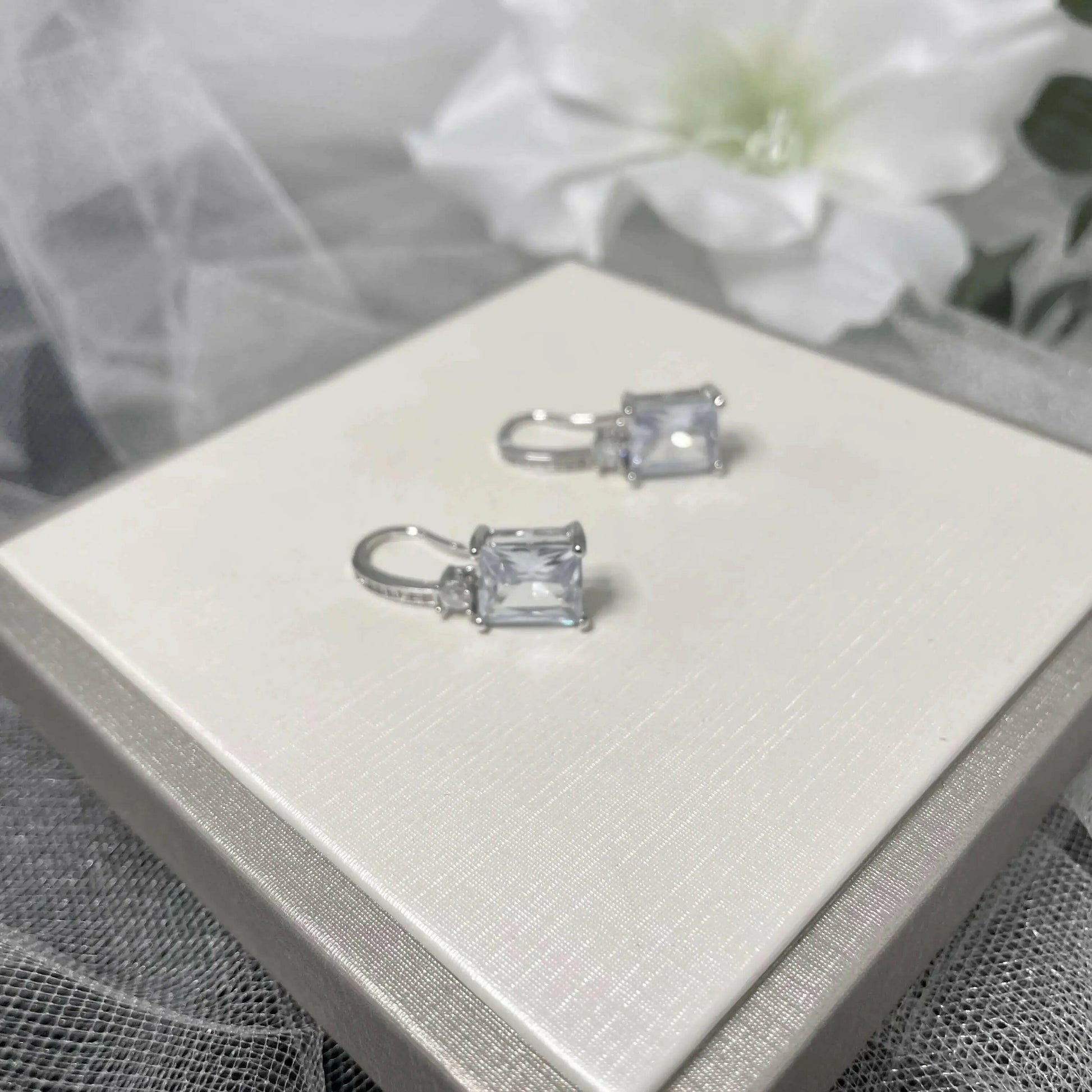 Henrietta Sterling Silver Cubic Zirconia Earrings | Bridal Jewellery.