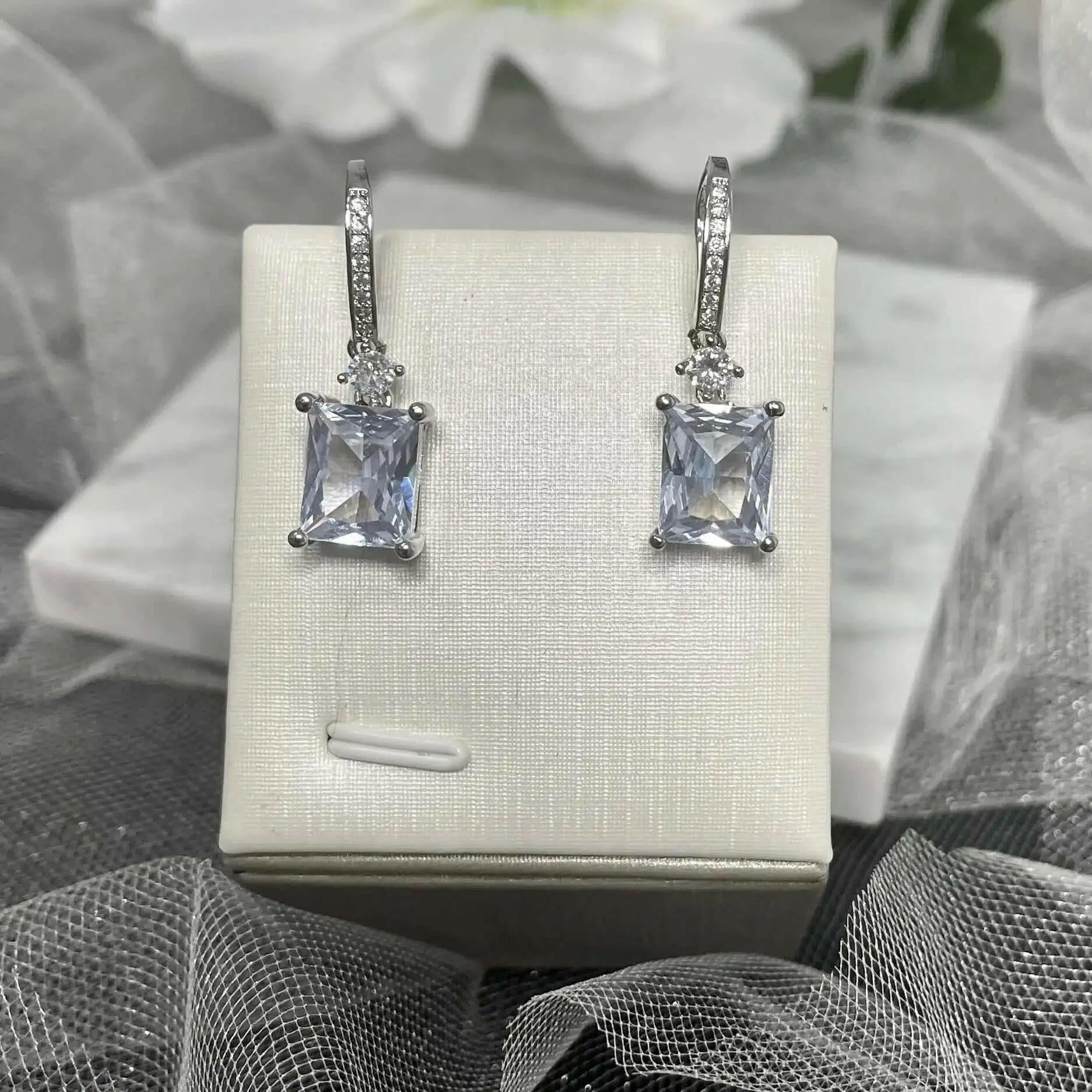 Henrietta Sterling Silver Cubic Zirconia Earrings | Bridal Jewellery.