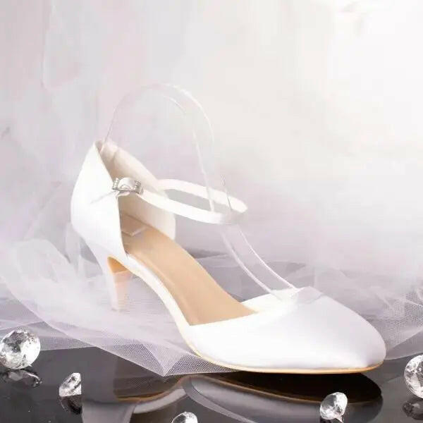 June Closed Toe With Ankle Strap Wedding Bridal Shoe.