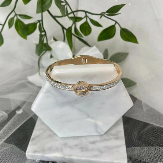Love Inscribed Rose Gold CZ Bridal Cartier Love Bracelet.