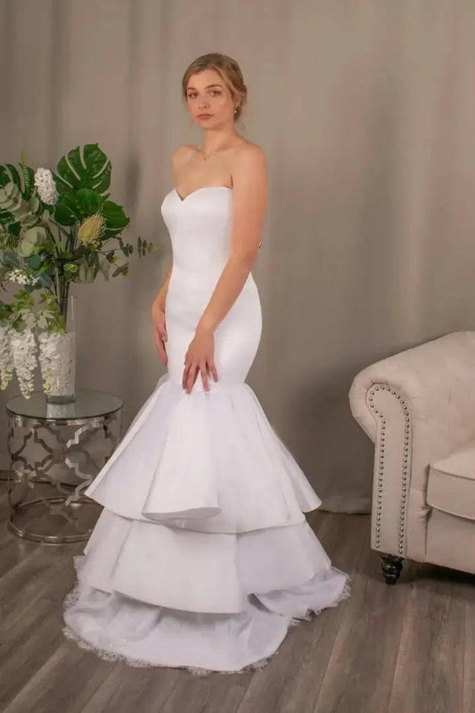 Paula Satin Lace Mermaid Bridal Gown.