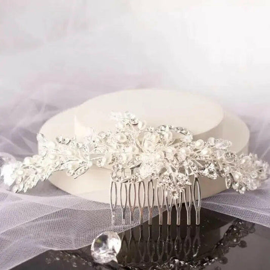 Polly Crystal Pearl Hair Accessories Wedding: Shimmering Elegance.