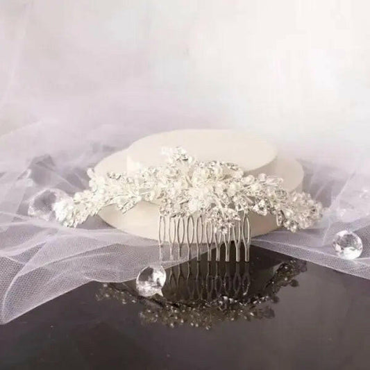 Polly Crystal Pearl Hair Accessories Wedding: Shimmering Elegance.