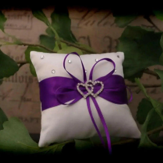 Purple Diamante Wedding Ring Pillow.
