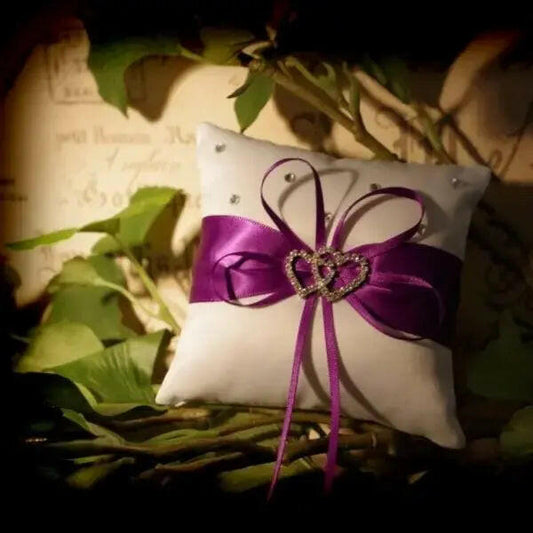 Purple Diamante Wedding Ring Pillow.
