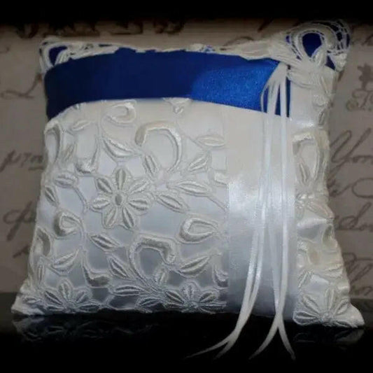 Royal Blue & Lace Ring Pillow.