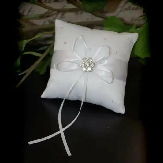 Sash & pearl diamante bridal ring pillow.