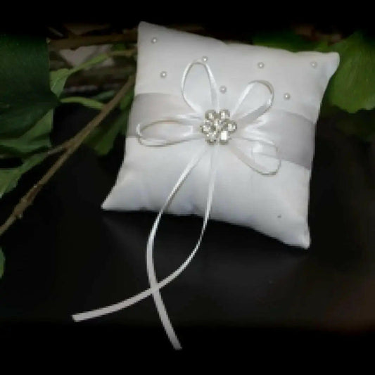 Sash & pearl diamante bridal ring pillow.
