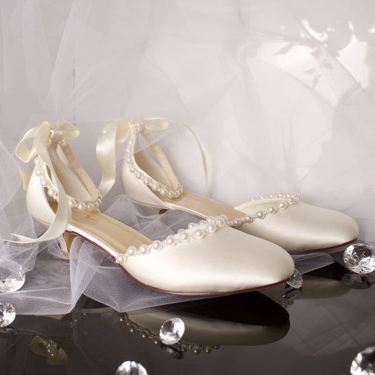 Dixie Pearl Closed Toe ankle strap Wedding Bridal Shoe