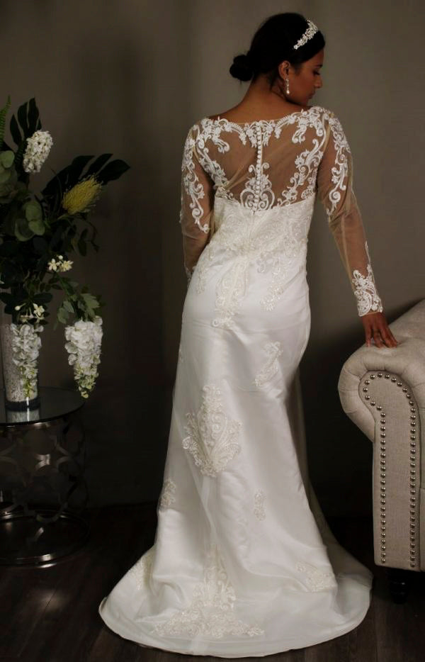 Estelle Long Sleeve Lace Detachable Skirt Bridal Wedding Dress