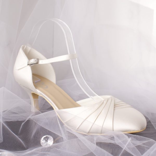 Elegant Nyla Bridal Shoe with Ankle Strap in Satin Finish