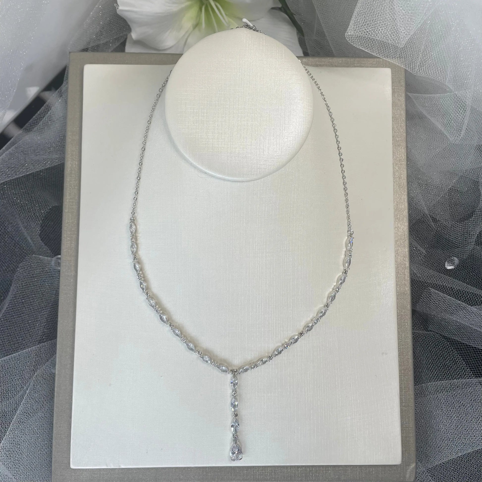 Ally Diamanté Drop Earrings & Necklace Set | Divine Bridal.