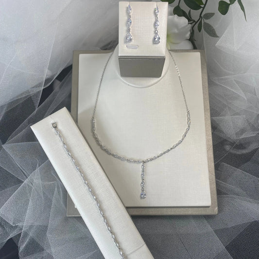 Ally Diamanté Drop Earrings & Necklace Set | Divine Bridal.
