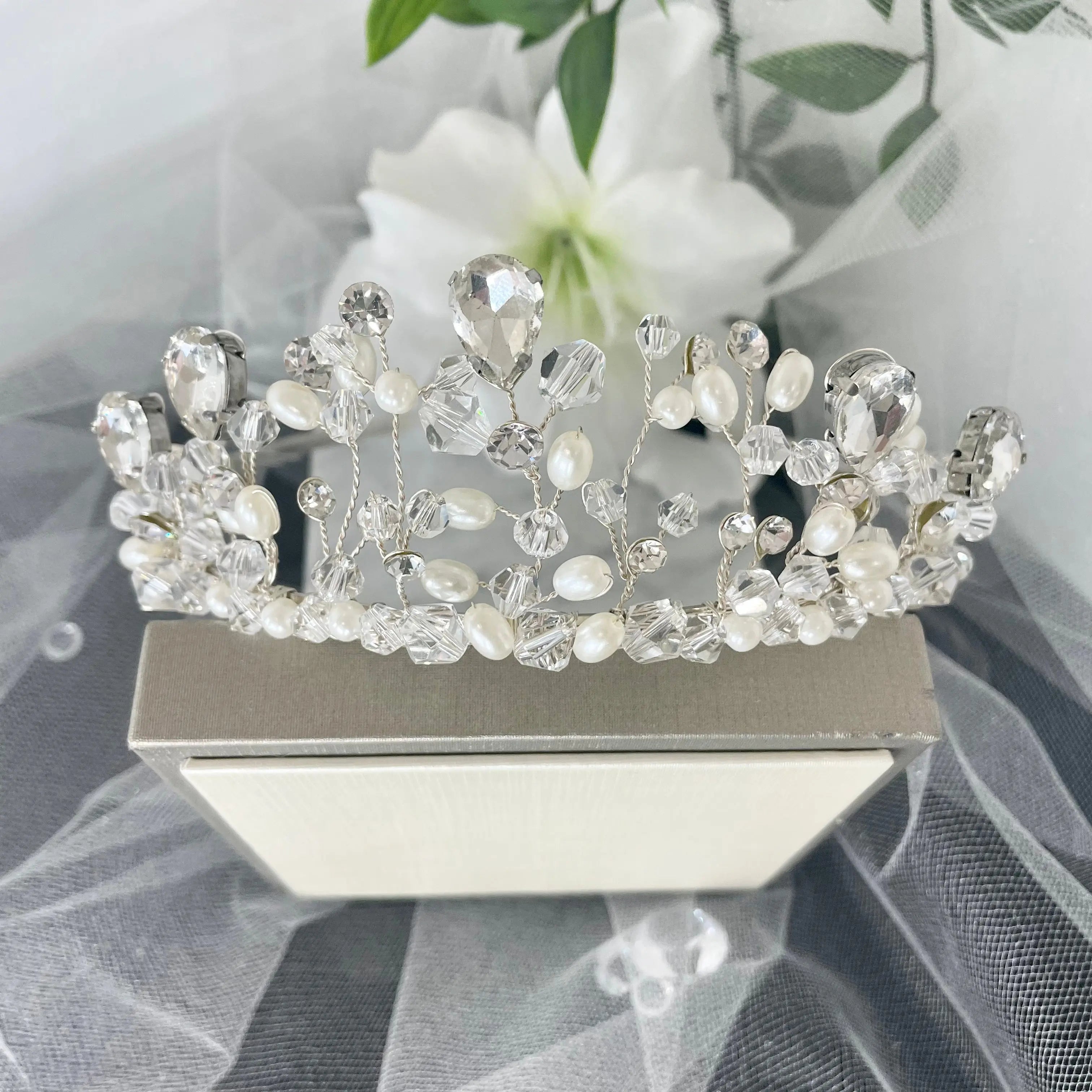 Amara Bridal Tiara: Handcrafted Elegance for Timeless Glamour.