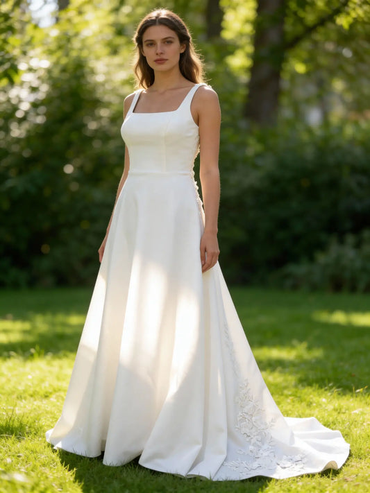 Aria Elegant Square Neck Wedding Gown.