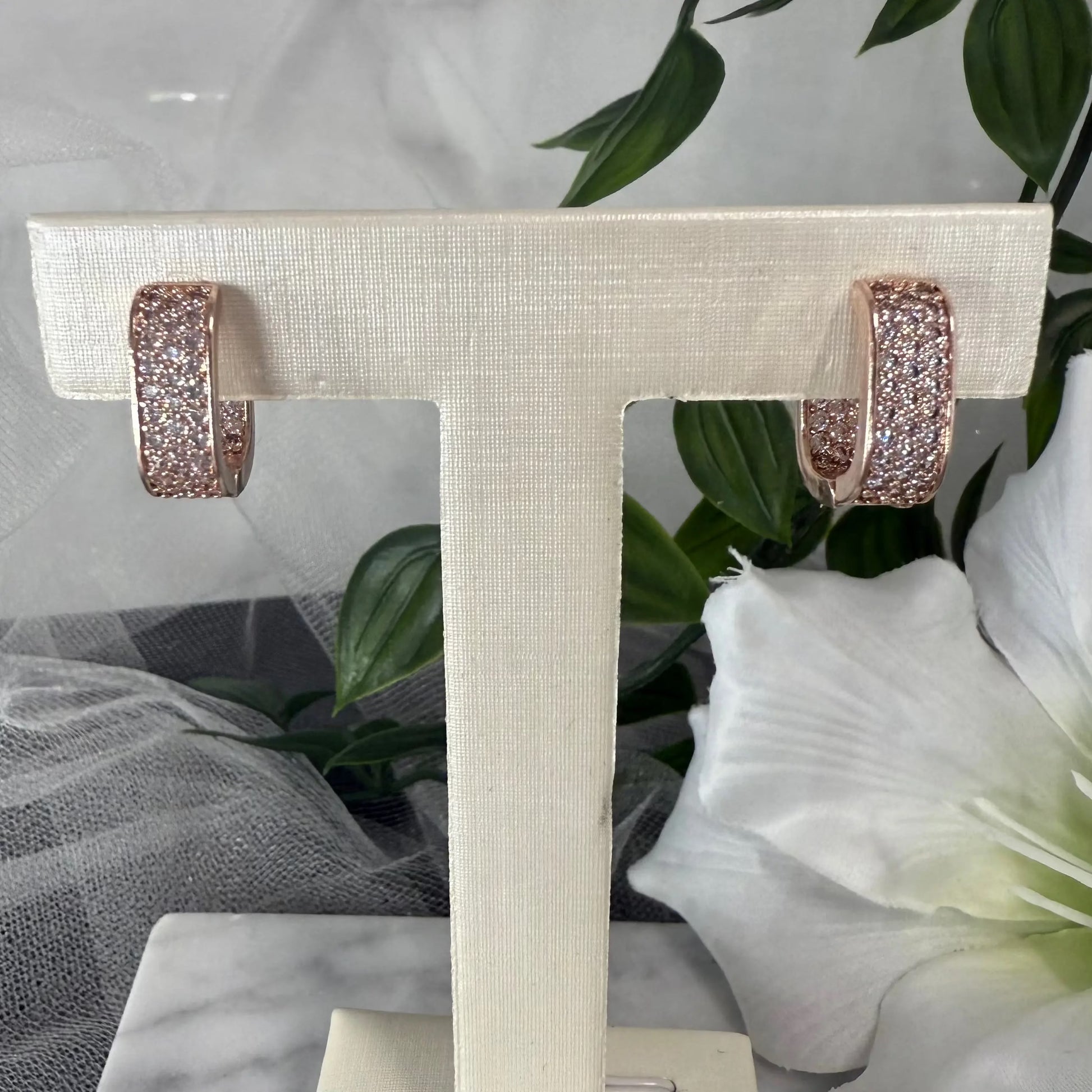 Aurielle CZ Rose Gold Hoop Earrings Divinebridal