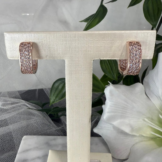 Aurielle CZ Rose Gold Hoop Earrings Divinebridal