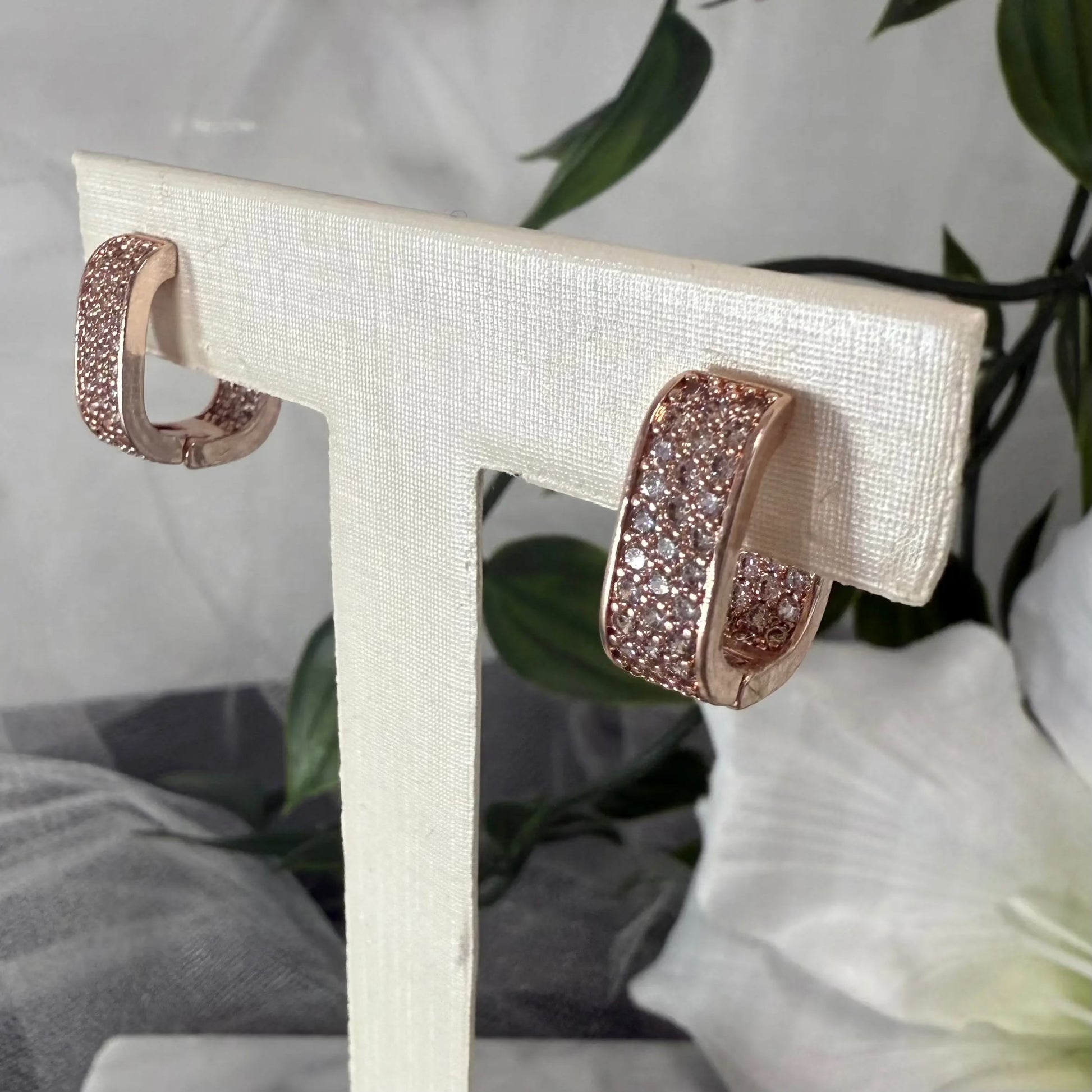 Aurielle CZ Rose Gold Hoop Earrings Divinebridal