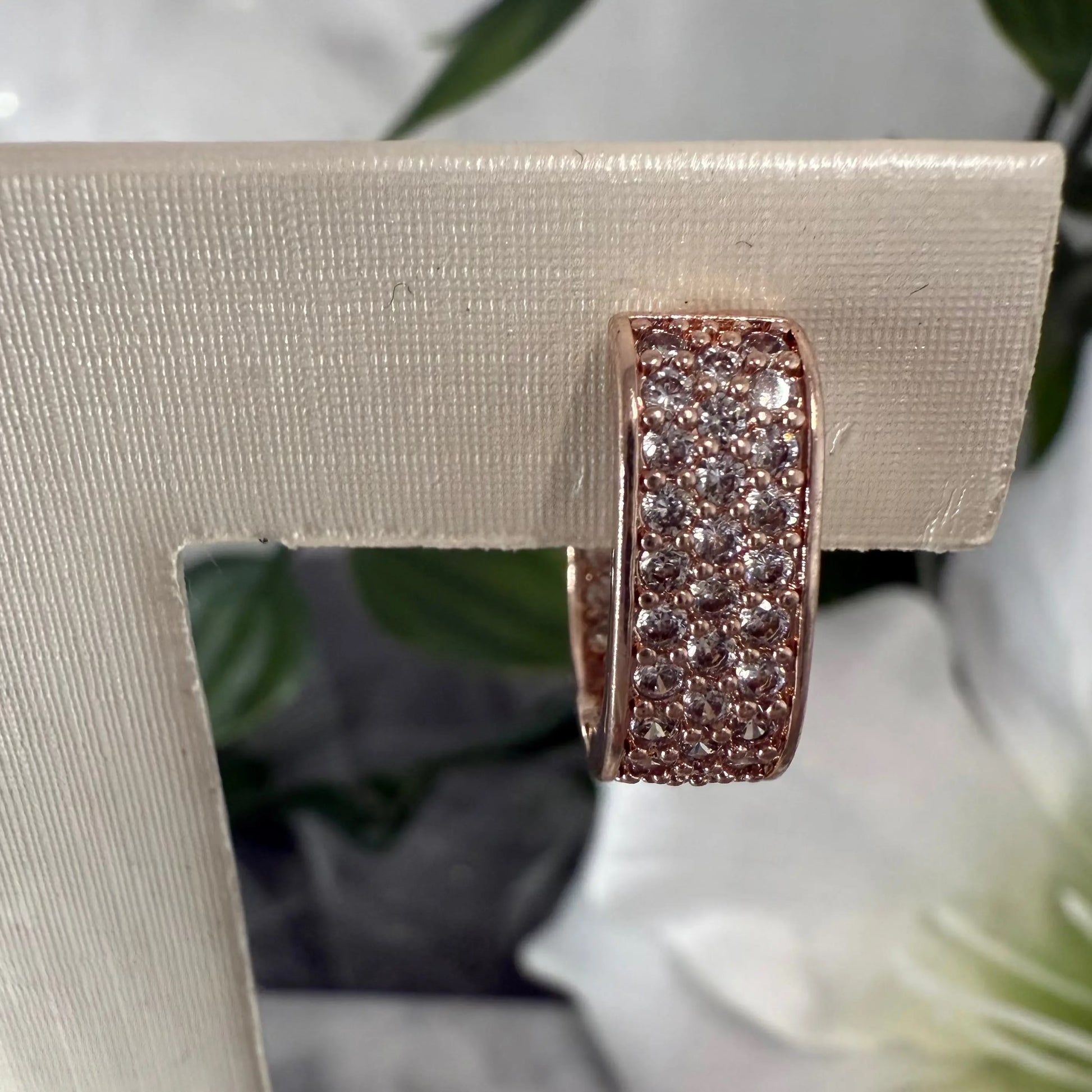 Aurielle CZ Rose Gold Hoop Earrings Divinebridal