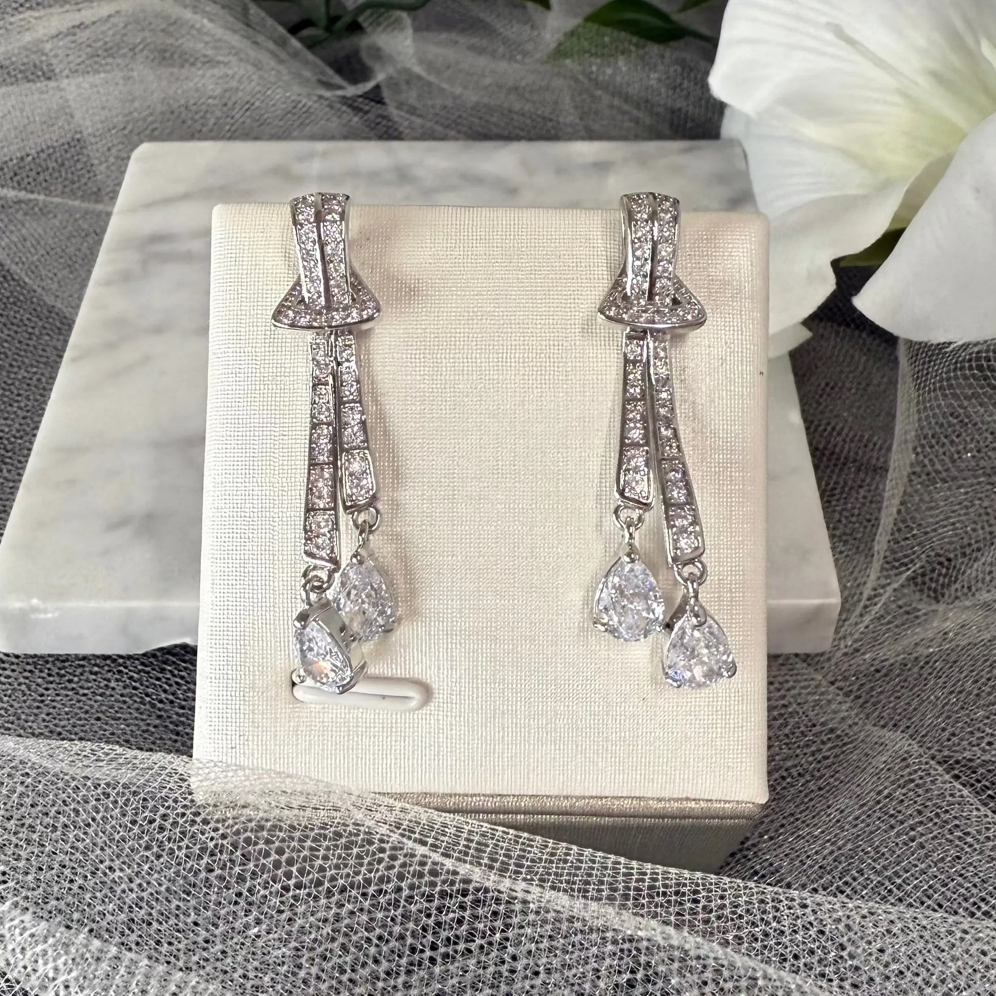 Aurora CZ Teardrop Bridal Earrings Divine Bridal